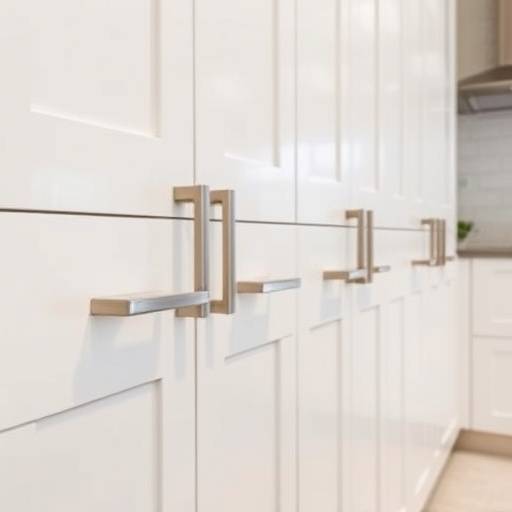 Image depicting aligned cabinet handles in a modern kitchen, demonstrating visual harmony.