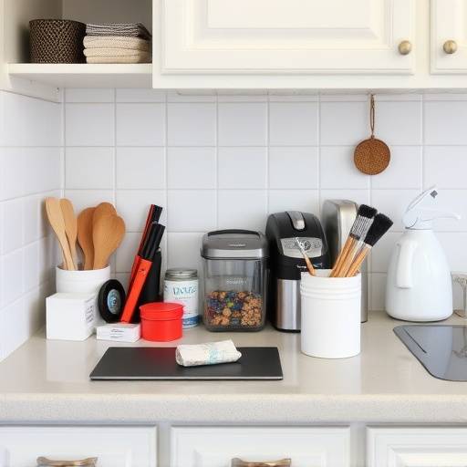 Kitchen counter with clear, uncluttered space, featuring only essential items.