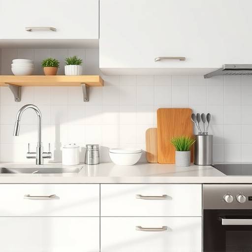 The same kitchen countertop, now completely clear and organized with only a few essential items neatly arranged, showcasing the clean and minimalist aesthetic achieved by Seiketsu Kitchens.